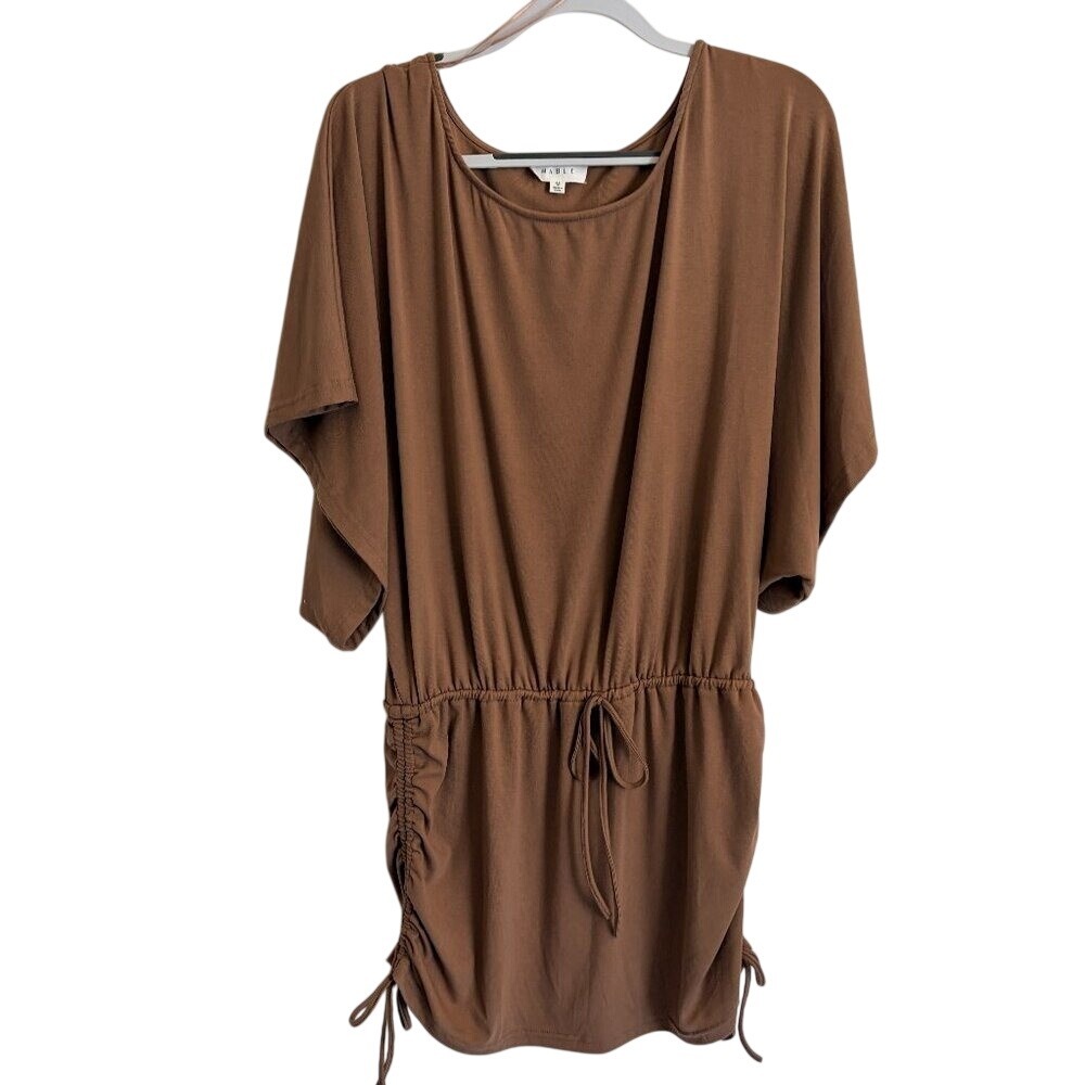 Mable Ruched Mini Dress Size Medium Brown
